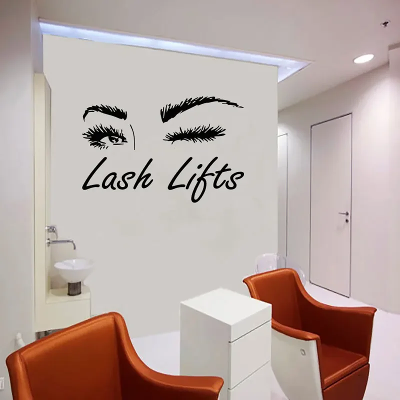 

Eyelashes Eye Wall Decal Girls Eyes Eyebrows Window Glass Deco,lash Lifts Beauty Salon Vinyl Sticker Make Up Decoration DIY SL08