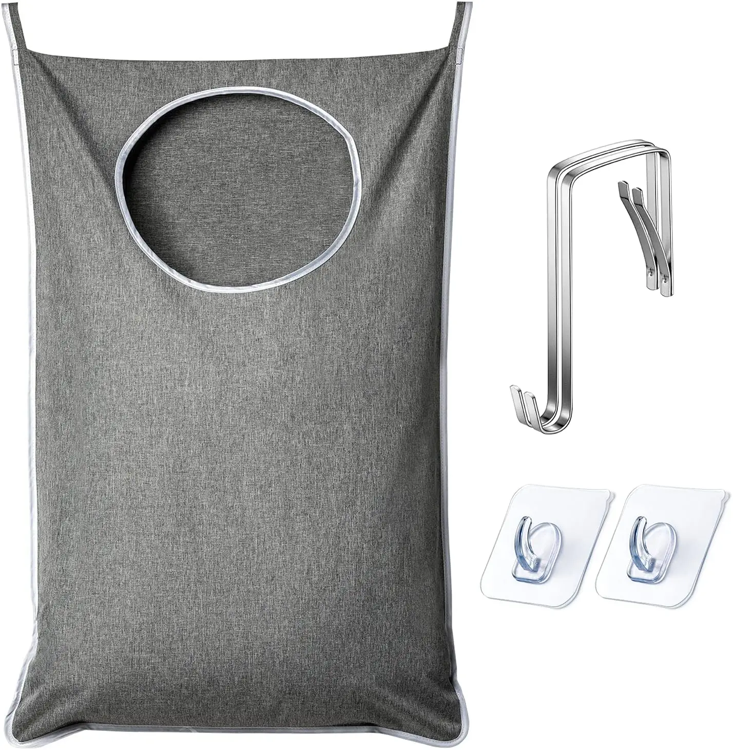

XL Hanging Laundry Hamper, Extra Large Tear-resistance Door Hamper with 2 Types Hooks for Dirty Clothes, Save Bathroom Space Han