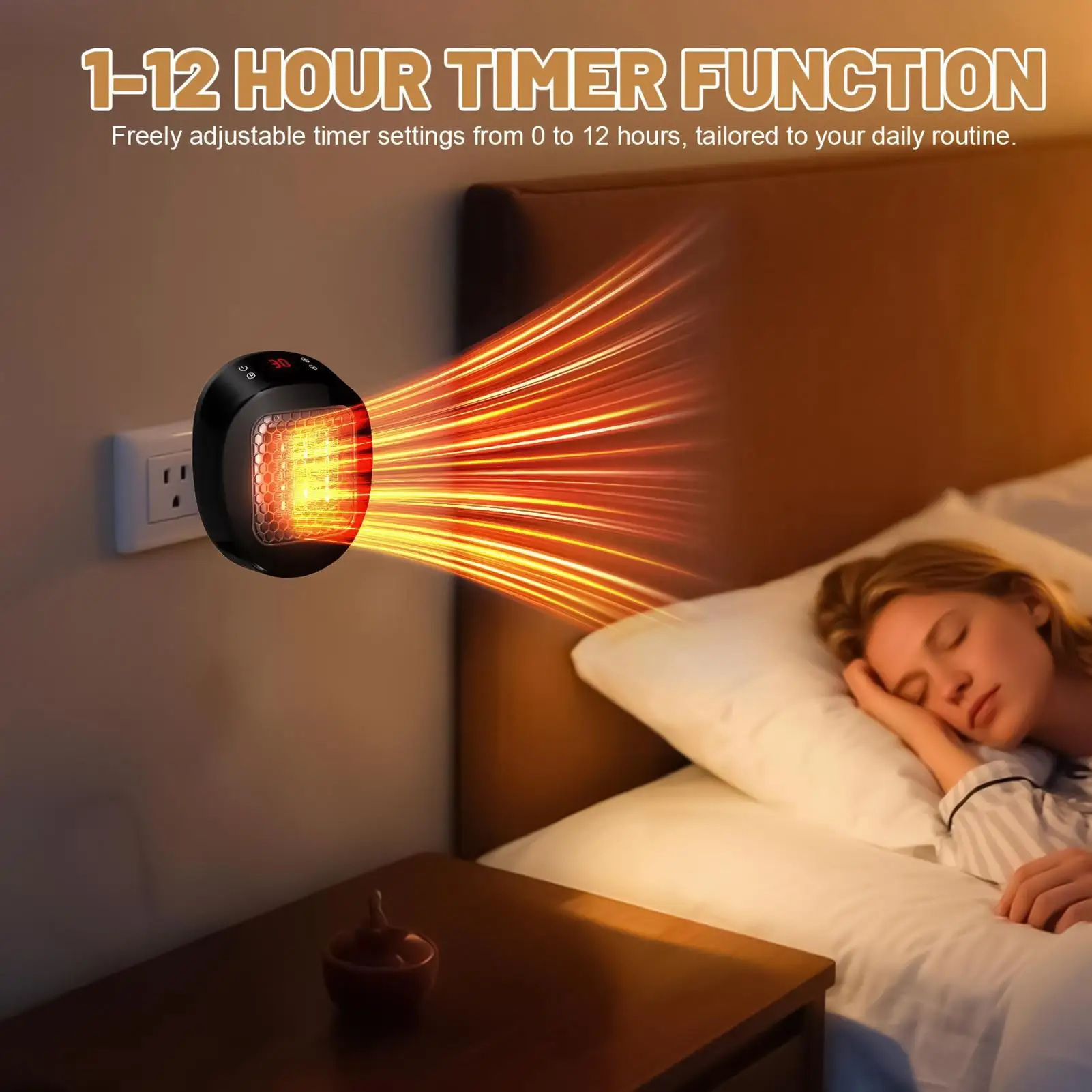 Plug In Heater Ceramic Warmer With Thermostat Bathroom Wall Heater Fan With Timer For Bathroom Bedroom Home Dorm Office RV Cabin