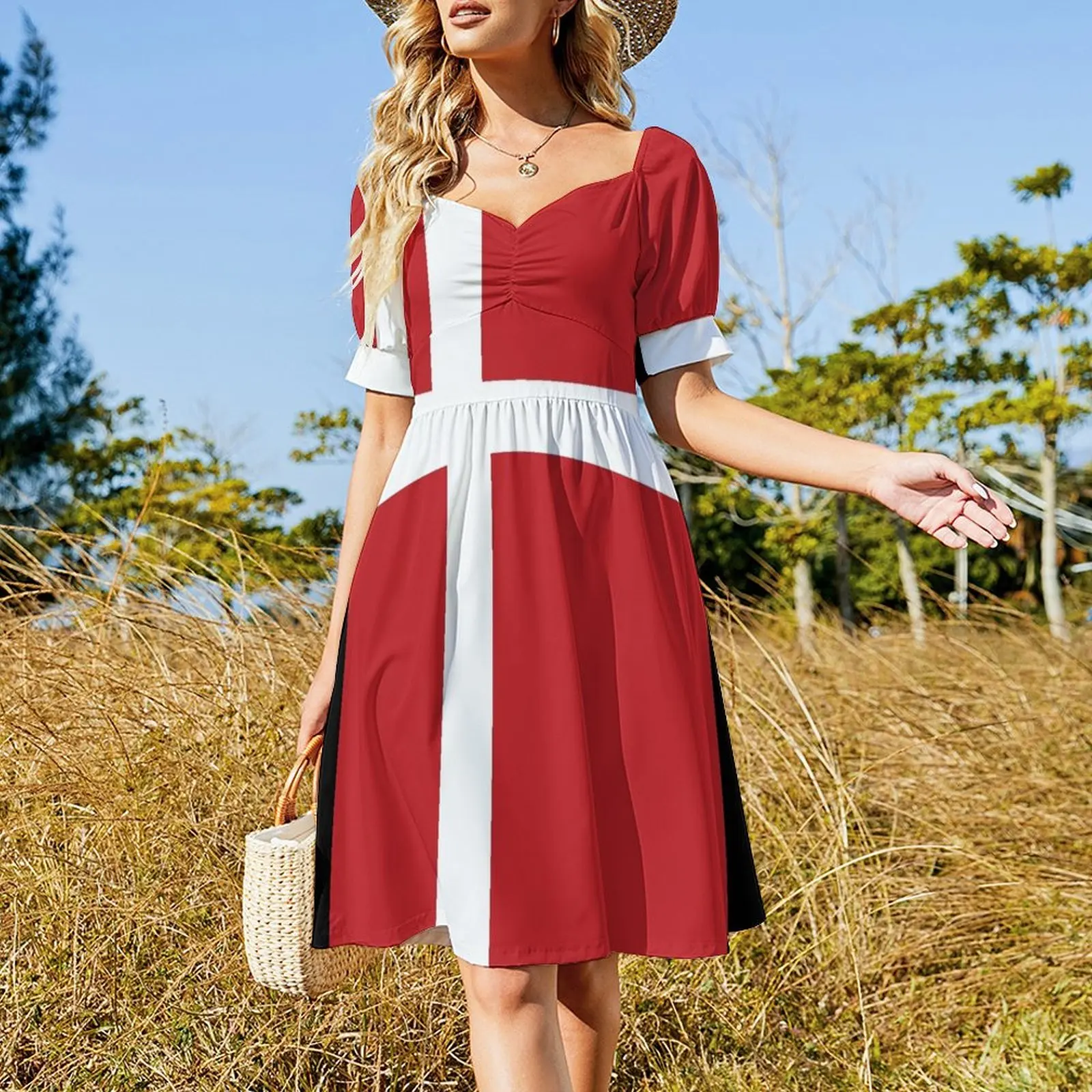 Danish Flag Short-Sleeved Dress cocktail dresses women long dresses