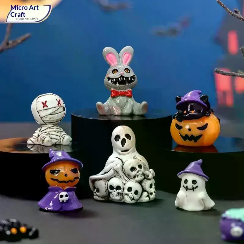 10Pcs Mini Mummy Resin Figurine Tiny Halloween Statue Retro Bandage Doll Ornament For Micro Landscape Party Decoration