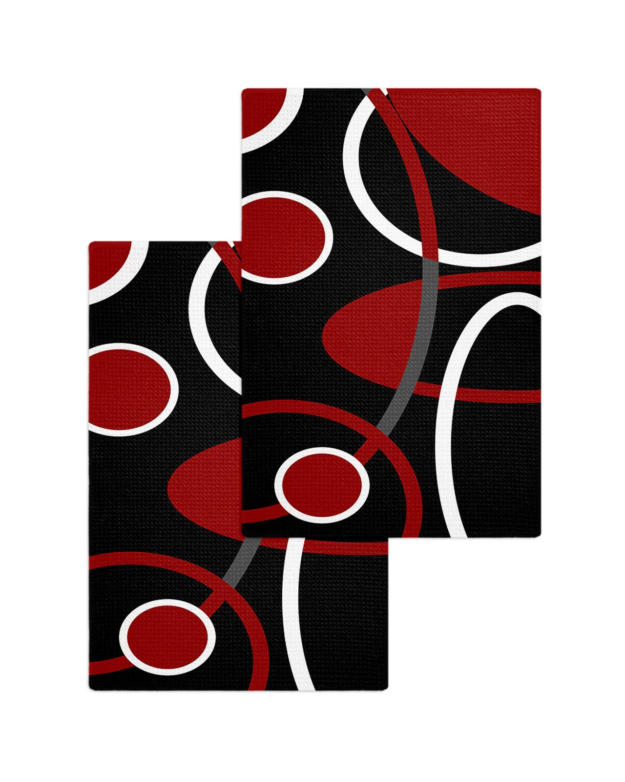 Red Black Geometric Abstract Line Circle Tea Towels Absorption Walf Checks Kitchen Cleaning Towel Cloth Napkins Dish Rags