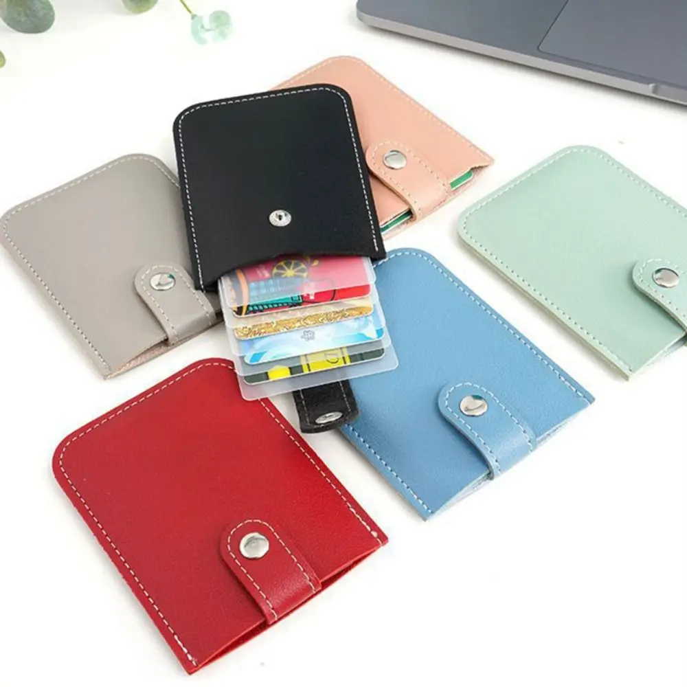 Fashion Laminated Concealed Mini Card Wallet Pull-out Type 5 Card Pockets ID Card Holder PU Leather Business Card Case Women