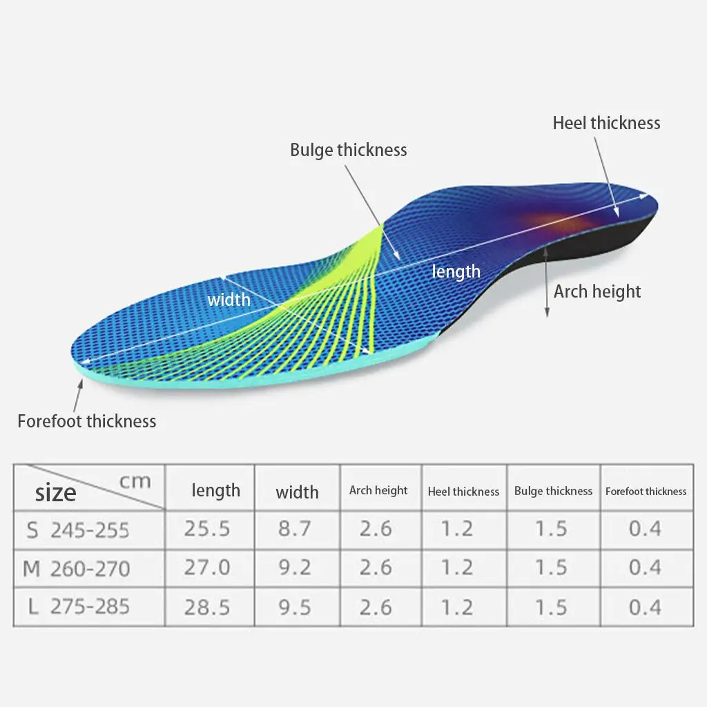 Comfortable Orthotic Insoles Arch Support Cushioned EVA Shoe Inserts for Flat Feet High Arch Unisex Relieve Foot Soreness