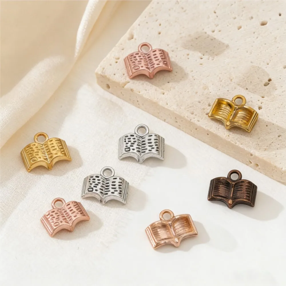10/20/100pcs Charms Open Book 12x11mm Student Stationery Pendants For DIY Handmade Necklaces Bracelets Jewelry Making Supplies