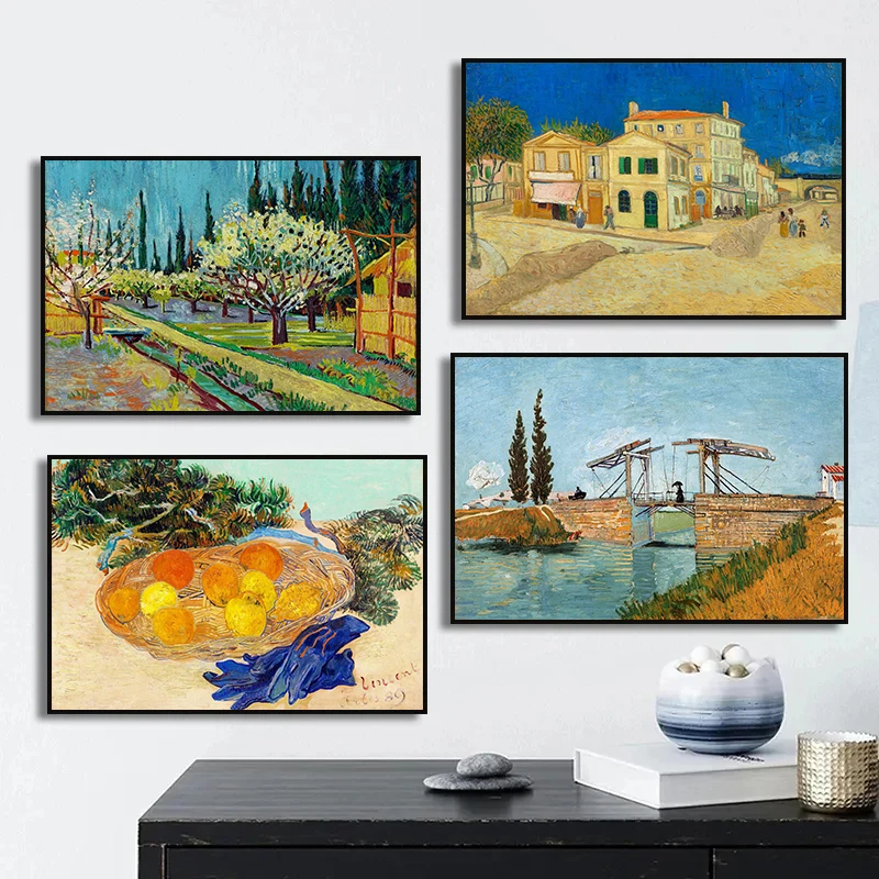 1pc frameless  Famous Artist Van Gogh Rustic Farmhouse Field Landscape Poster and Prints Canvas Printing Wall Art Picture for Li