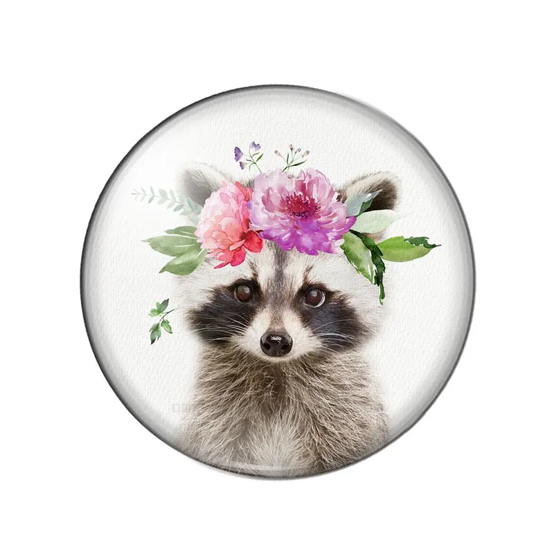 Painting Flower Animals Bear Tiger Wolf Fox 10pcs 12mm/18mm/20mm/25mm Round photo glass cabochon demo flat back Making findings