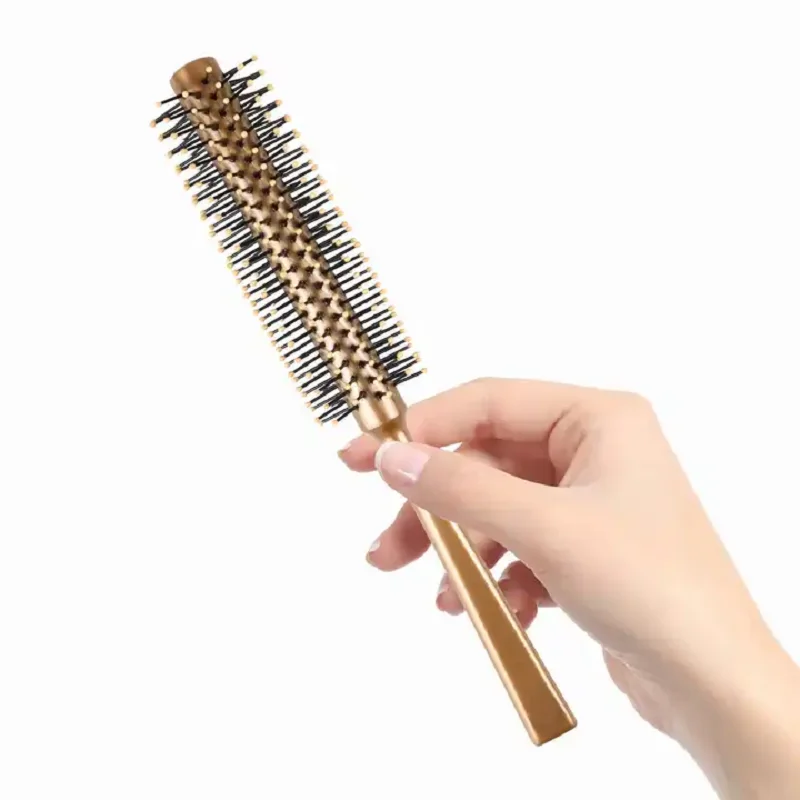 Manufacturers provide cylinder curly hair styling rolling comb gold high-quality nylon tooth massage comb dry and wet dual use h