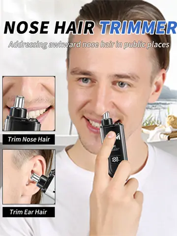 Suitable for men, USB charging nose and ear hair trimmer portable electric nose hair clipper, mini compact design, quick chargin