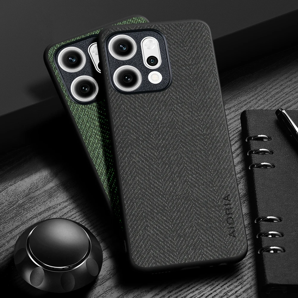 Hülle für Oppo Reno14 Pro. Leichte, langlebige Lederhülle mit Holzmaserung für Reno14 F