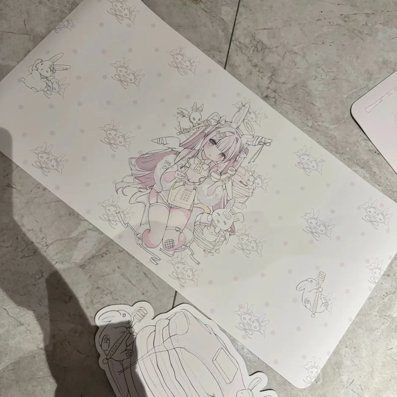 Sweet And Lovely Rabbit Girl Pu Leather Mousepad Office Desk Mat Mouse Pad Computer Speed Type Carpet Mat Player Laptop Keyboar