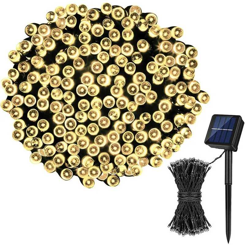 ไฟประดับตกแต่งกลางแจ้งสำหรับเทศกาลคริสต์มาส ไฟโซลาร์ LED แบบกันน้ำ สำหรับสวน งานแต่งงาน งานปาร์ตี้ ไฟนางฟ้า 5M-32M