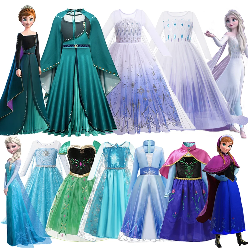 

Disney Frozen Girls Princess Dress Elsa Anna Kids Snow White Halloween Rapunzel Cinderella Costume Children Birthday Party Dress