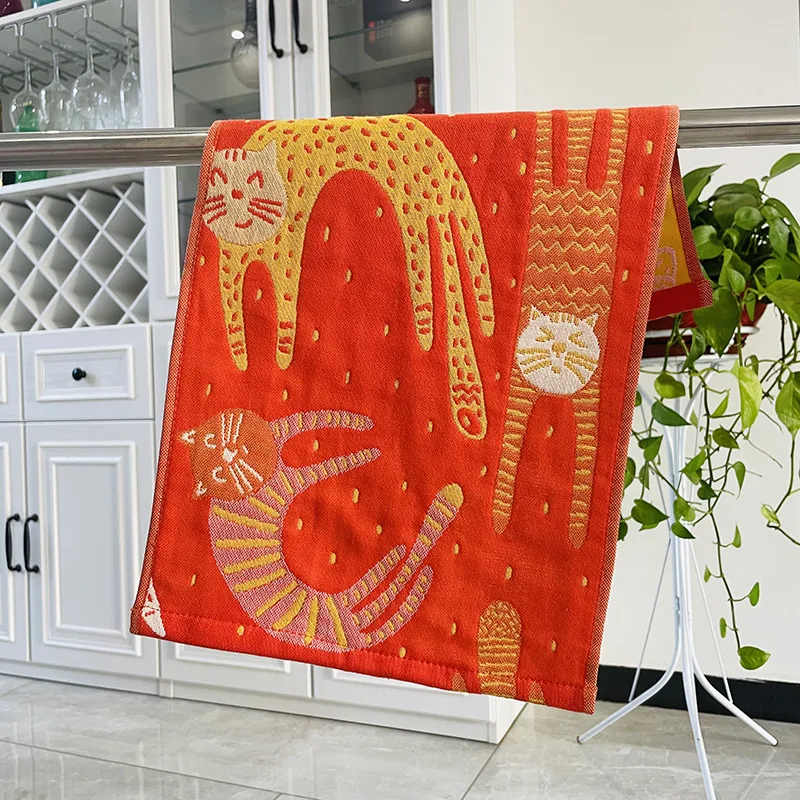 مناشف وجه شاش قطنية بثلاث طبقات للأطفال ، 25x50 سم ، أطفال ، نساء ، طباعة قطط ، جودة عالية ، 23 تصميم ، 3