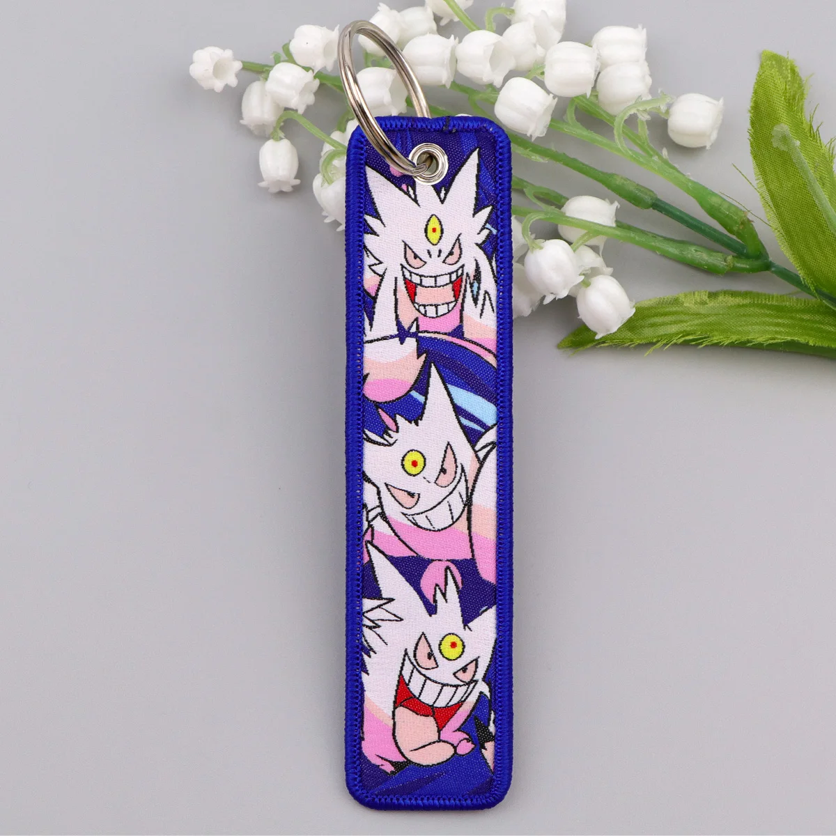 1pcs Anime Monsters Embroidery Key Tags Key Ring Key Chain for Motorcycles Key Fobs Holder Men Women Game Accessories Gifts - view 3