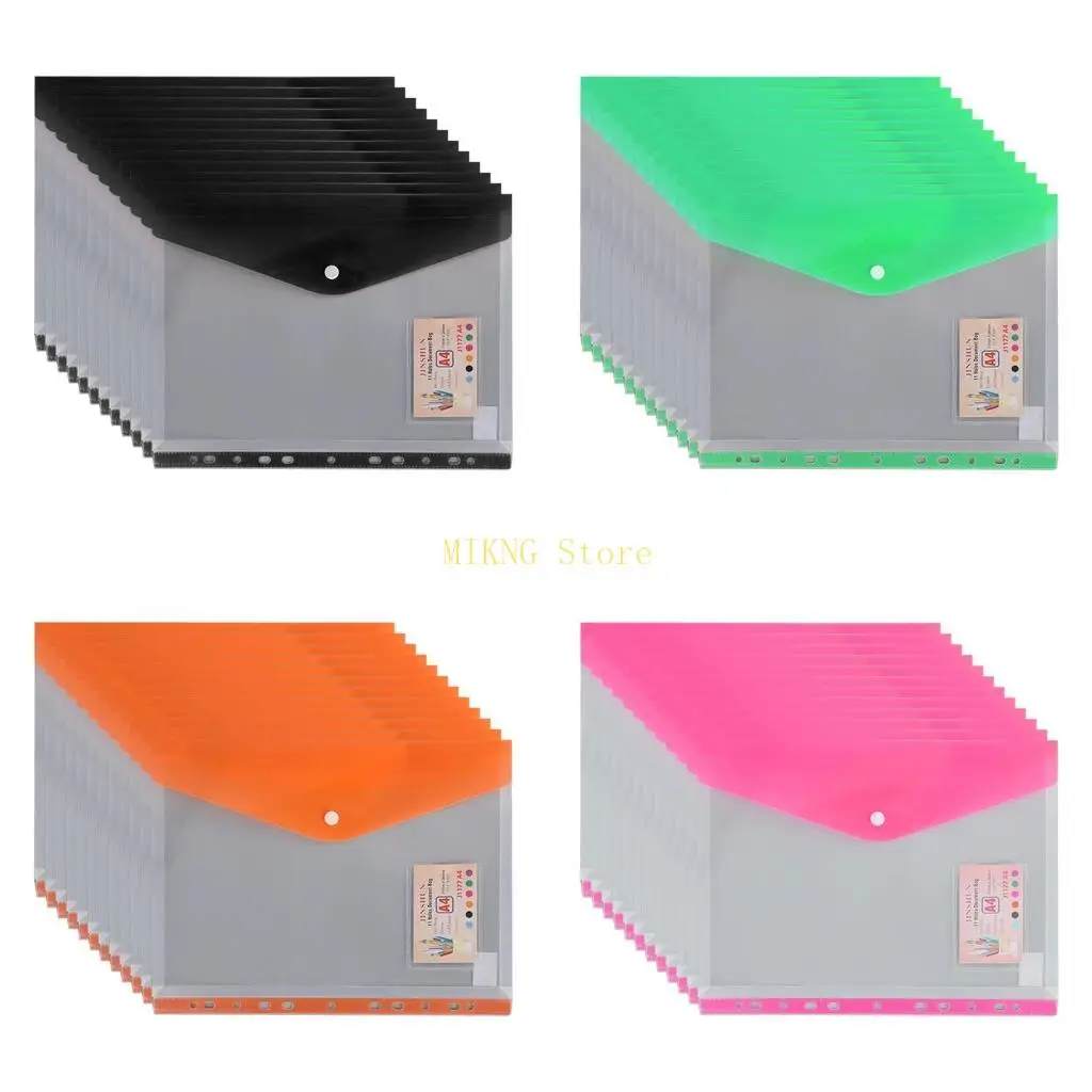 12 Pcs Binder Pockets Clear File Bag 11-holes Loose-leaf Insert Bag Waterproof File Test Papers Storage Bag Letter best sale
