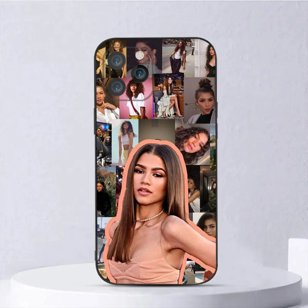 Z-zendaya Actress Phone Case For iPhone 15,14,13,12,11,Plus,Pro Max,XS,X,XR,SE,Mini,8,7 Soft Silicone Black Cover