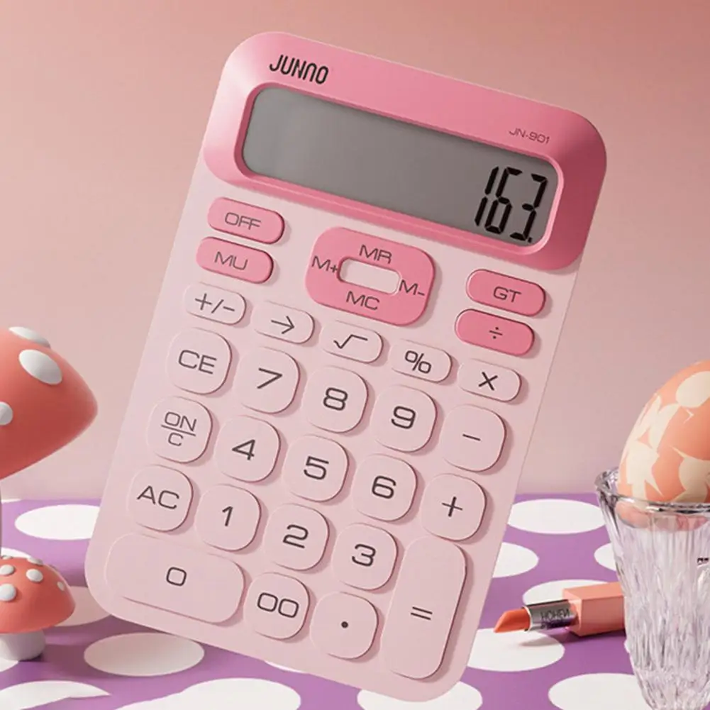 Calculadora de fondo antideslizante portátil, calculadora de escritorio con batería de 12 dígitos, pantalla Lcd, botones grandes, Ideal para estudiantes