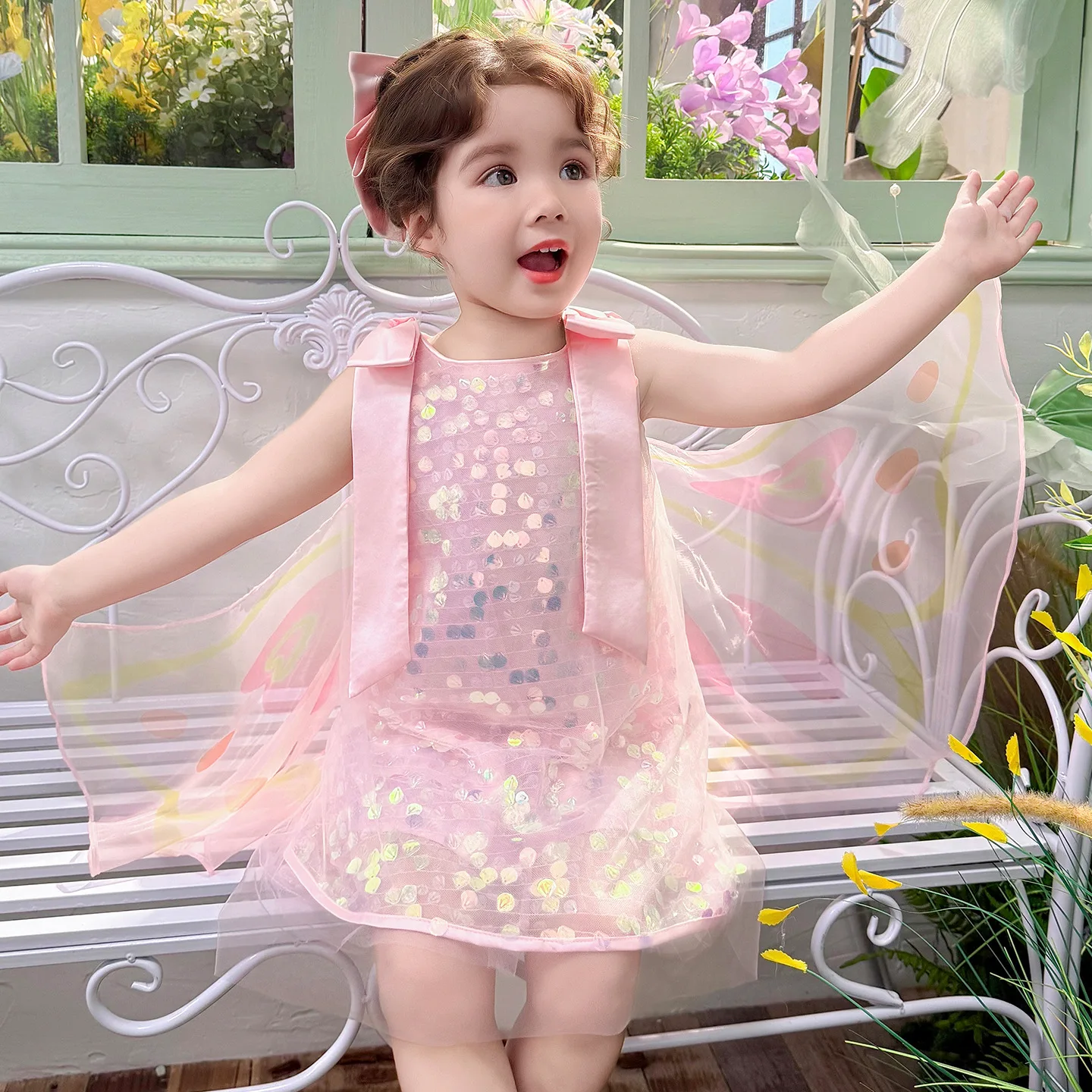 

Girls' 2026 New Style Baby Butterfly Wings Vest Dress Children's Summer Dress Cute Princess Skirt
