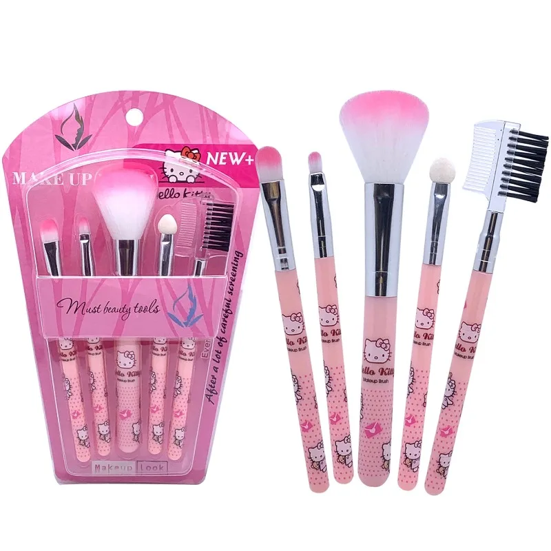 Sanrio cartoon cosmetics cute Hello Kitty makeup brush set blush eyebrow pencil lip gloss eye shadow brush soft hair beauty tool