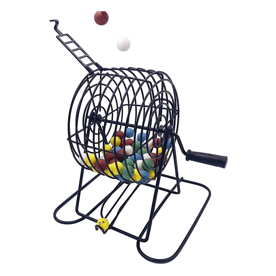 Juego De Bingo De Lujo Con Jaula Metálica – 75 Bolas, 18 Cartones, 150 Fichas, Ideal Para Fiestas Y Grandes Grupos