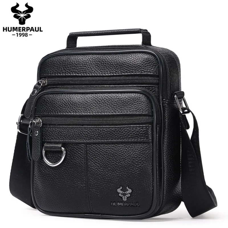 

Men's Business-Style Genuine Cowhide Single-Shoulder Crossbody Bag Large-Capacity Hand-Held Tote Bag for Commuting to Work
