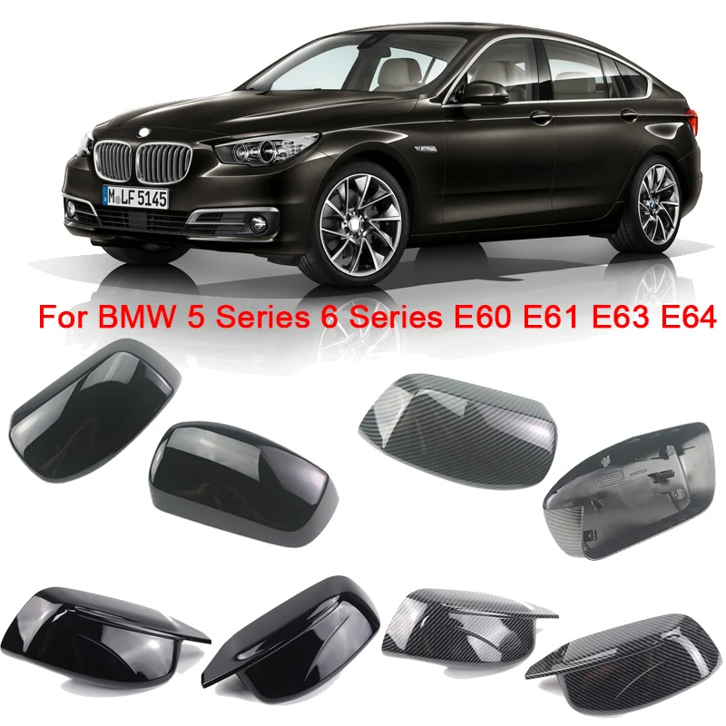 

Для BMW 5 серии 6 серии E60 E61 E63 E64 2003-2010, глянцевая черная крышка бокового зеркала автомобиля, крышки заднего вида