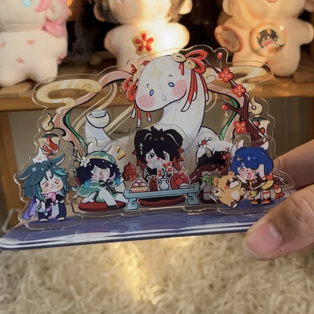 

Игра Genshin Impact Zhongli Xiao Hutao Новогодняя тема Симпатичная акриловая настольная подставка Коллекция фигурок Аниме Модель