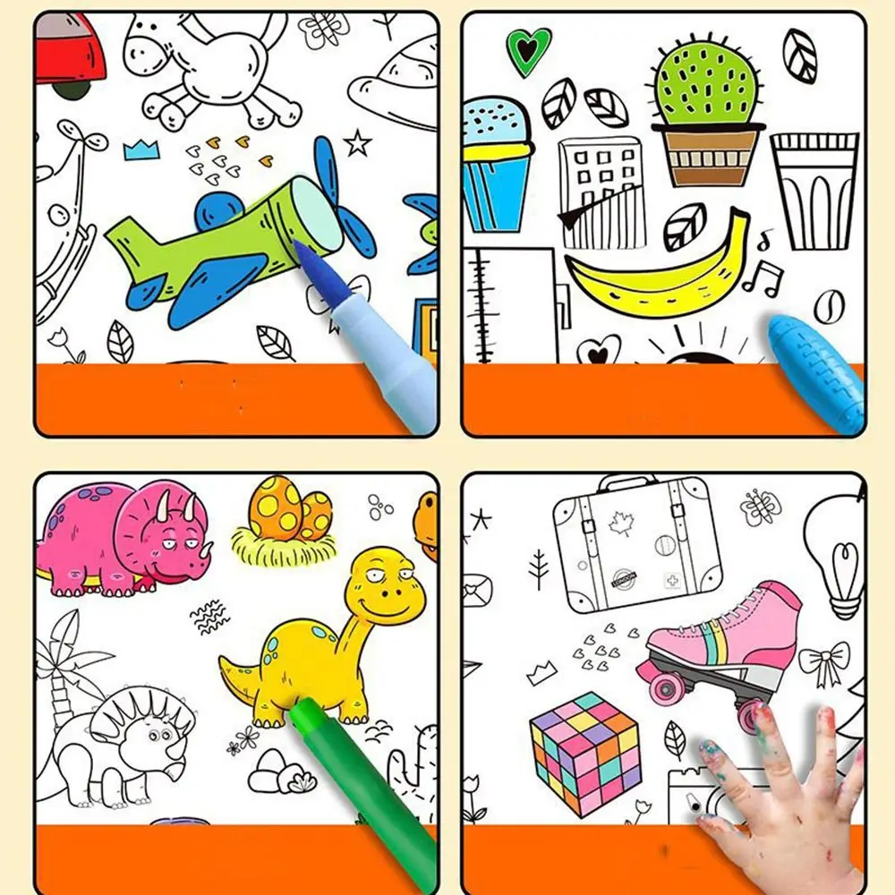 Adesivo diy pintura brinquedos em branco páginas para colorir crianças desenho rolo rolo de desenho cor enchimento rolo de papel