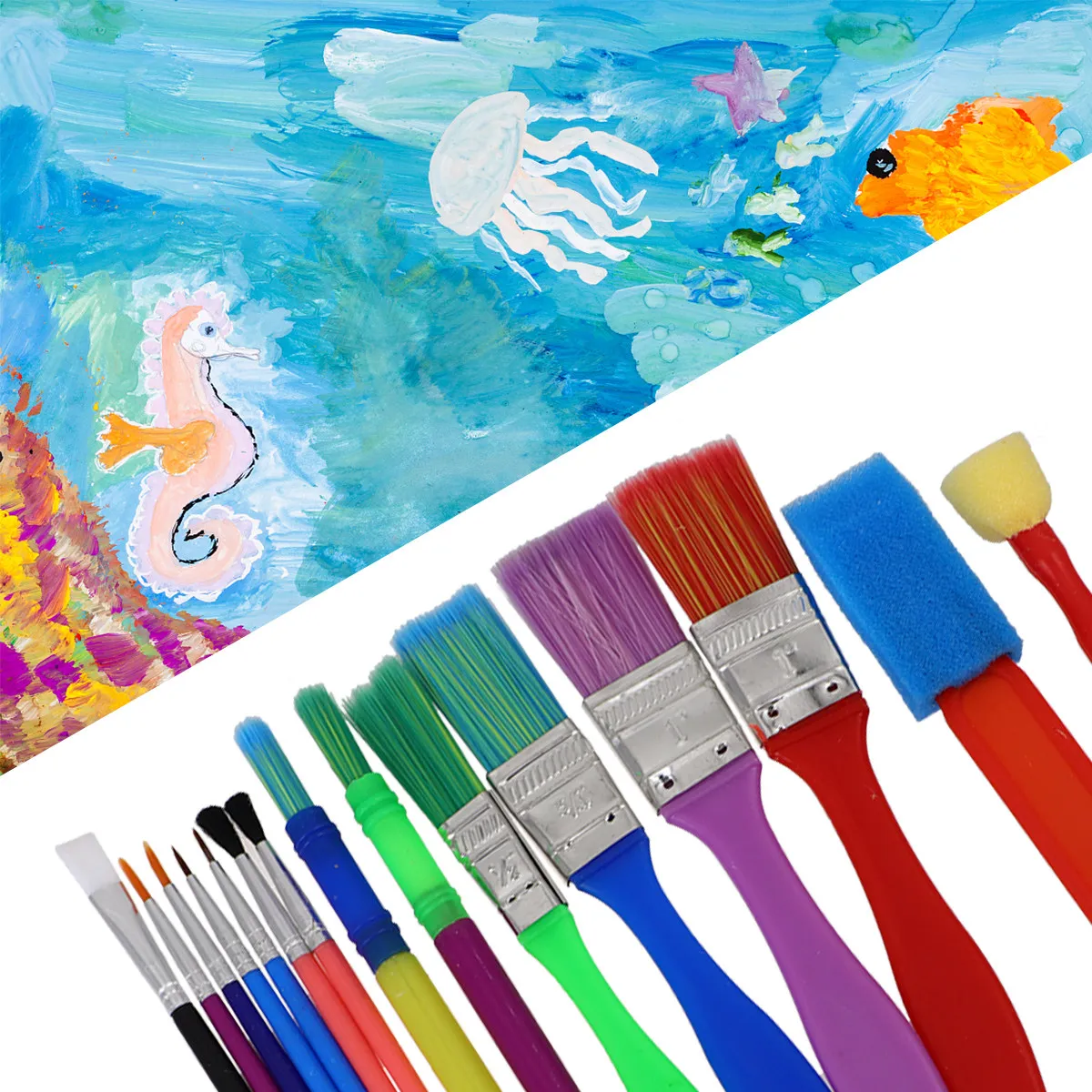 21Pcs Painting Brush Set Multifunction Nylon Brushes for Watercolor Acrylic DIY Early Learning Creativity