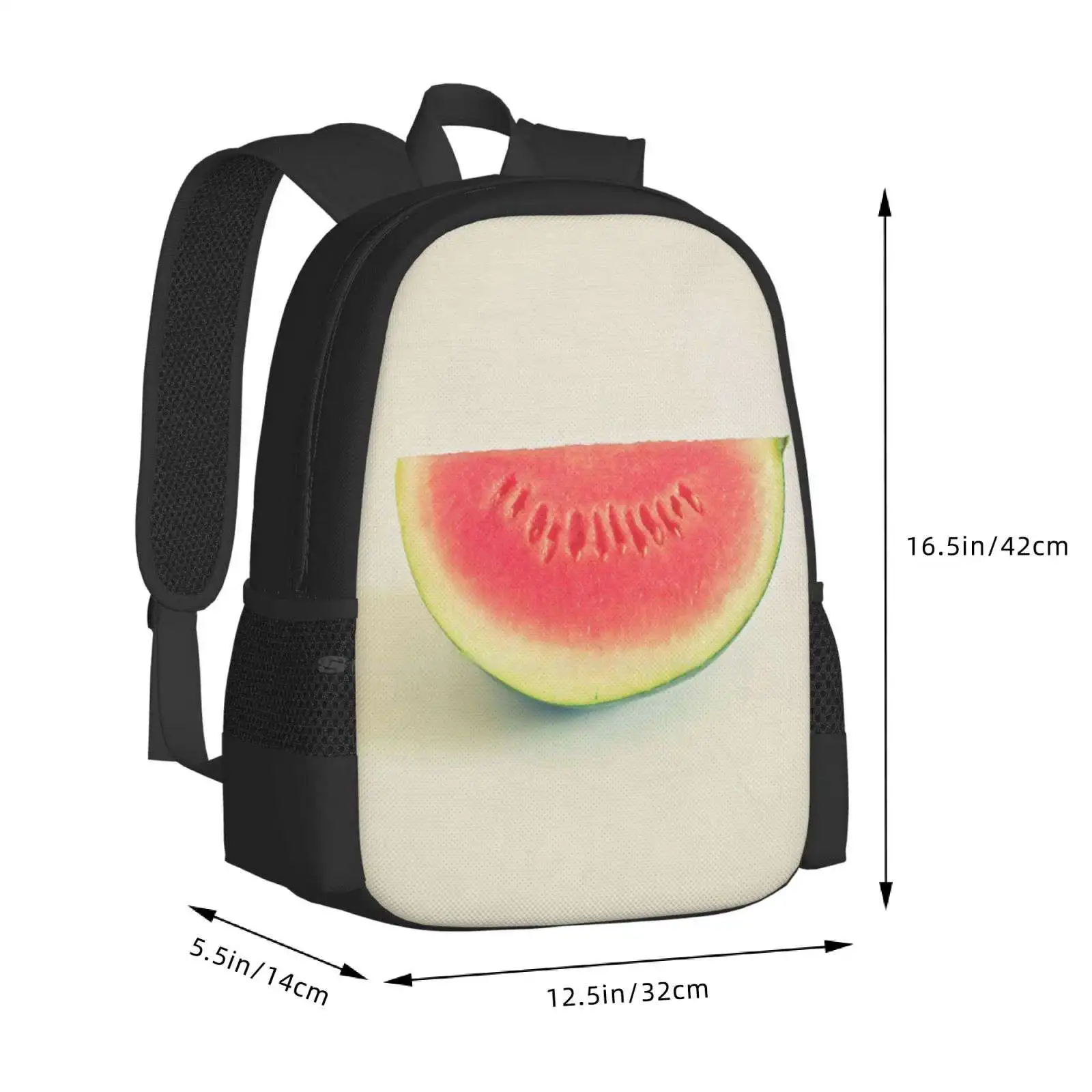 Watermelon Fashion Pattern Design Travel Laptop School Backpack Bag Watermelon Fruit Summer Retro Still Life Food Dark Green