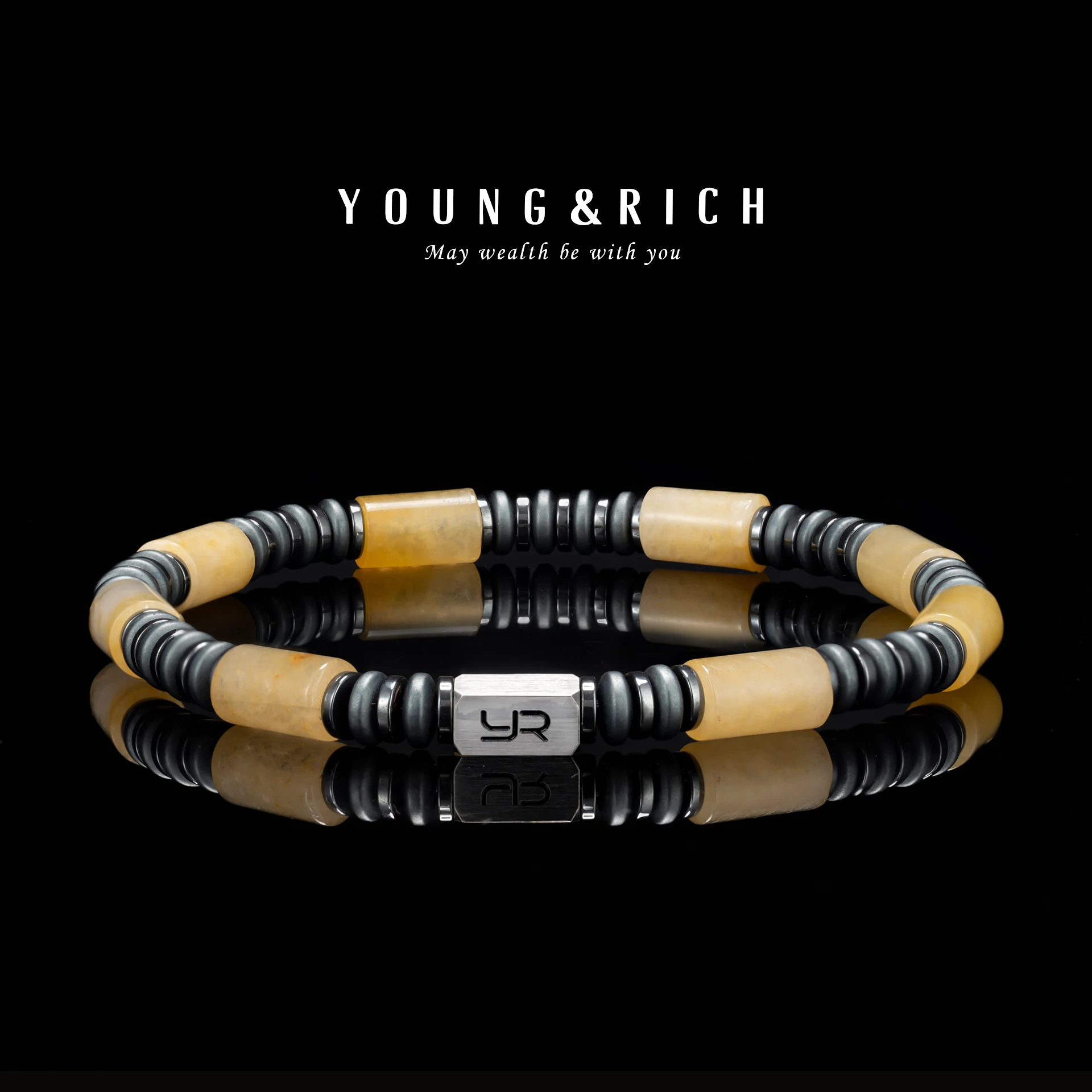 

Men's Natural Yellow Jade Bead Bracelet | 6mm Unique Style Fashion Chain | The Perfect Luxurious Gift for Family & Friends