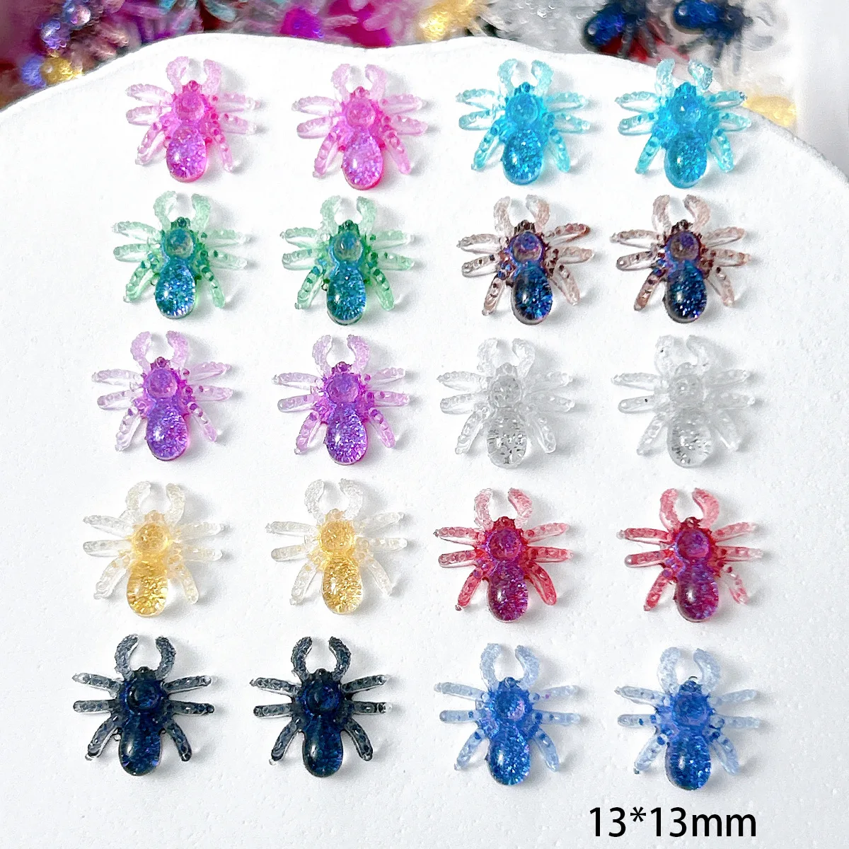 30PCS 3D Acrylic Nail Art Spider Accessories Charms Parts For Halloween Nails Decoration Design Manicure Material Supplies Tool
