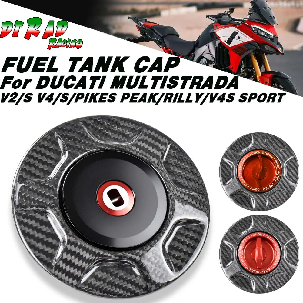 

For DUCATI MULTISTRADA V2/S V4/S/PIKES PEAK/RILLY/V4S SPORT Quick Release Carbon Fiber Fuel Fillet Cover Motorcycle Gas Oil Cap
