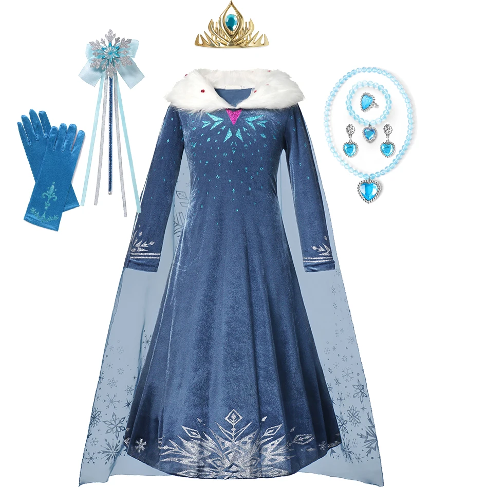 Disney Frozen Elsa Anna Dress Kids Costumes for Girls Snow Queen Carnival Birthday Party Outfits Cosplay Children Gown Clothing