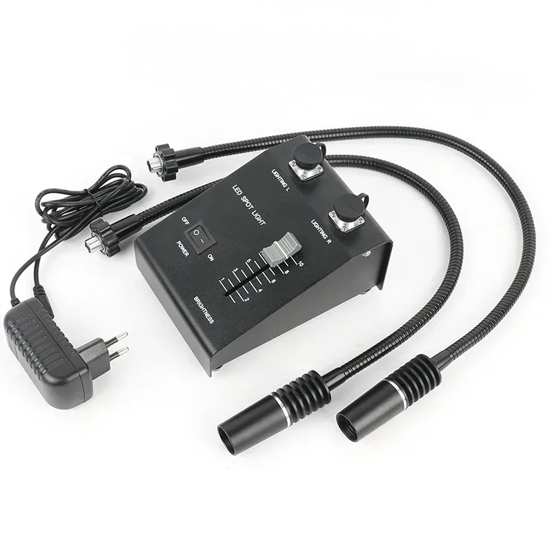 Imagem -06 - Frio Led Microscópio Fonte de Luz Ganso-pescoço Duplo Iluminador de Fibra Óptica Zoom Estéreo Binocular Trinocular w