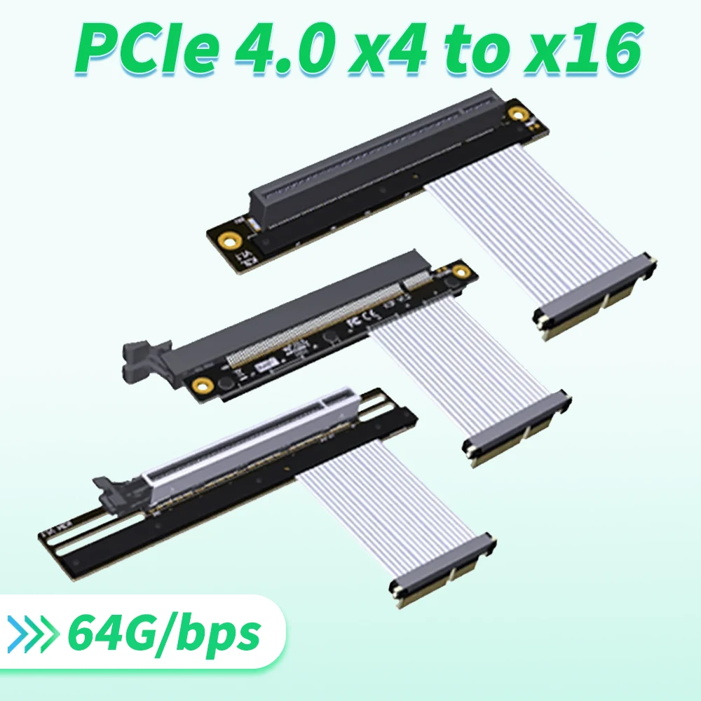 

Riser PCI Express 4.0 X4 To X16 Graphics Card Extension Cable PCIe4.0 Support RTX3090 RX6800xt Gen4 64G/bps K23SH K23SL-TL R23SH