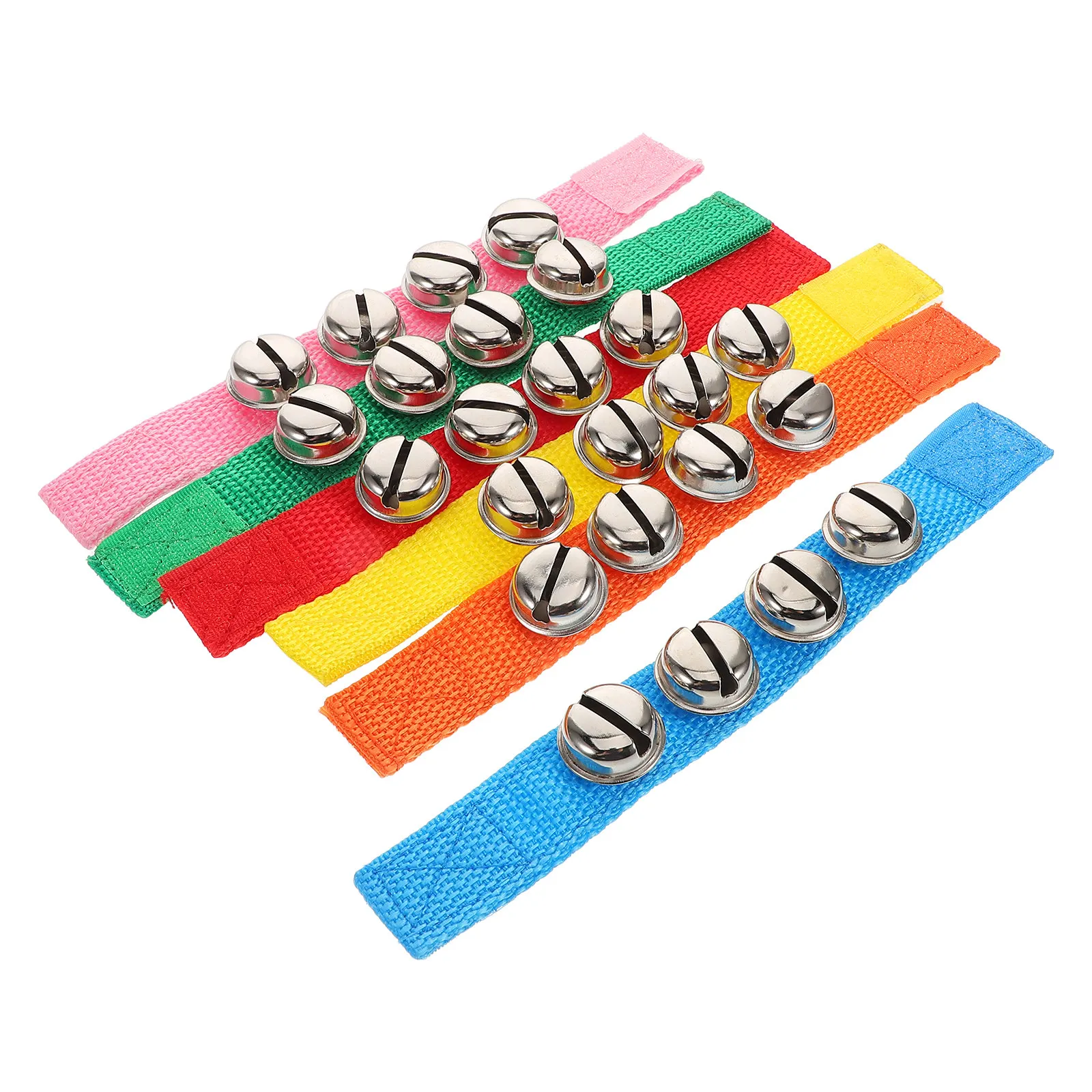 6Pcs Kids Small Wrist Bells Color Bands Adjustable Straps Sensory Training Music Education Hand Eye Coordination Development