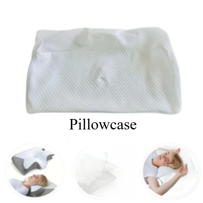 Memory Foam Pillowcase Cervical Pillowcase Fits Standard Sizes Only, Breathable Fabric Machine Washable, Pillowcase Only，White