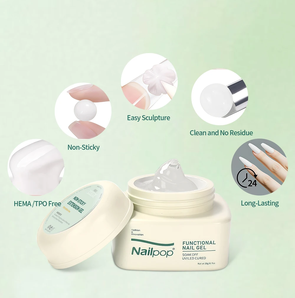 Nailpop Nicht klebriges, ausziehbares Gel ohne TPO/HEMA für Kristall-Nagelspitzen, Bildhauerei und selbstklebende Haftung von Strasssteinen, langlebiges Heimwerken – Detail 3