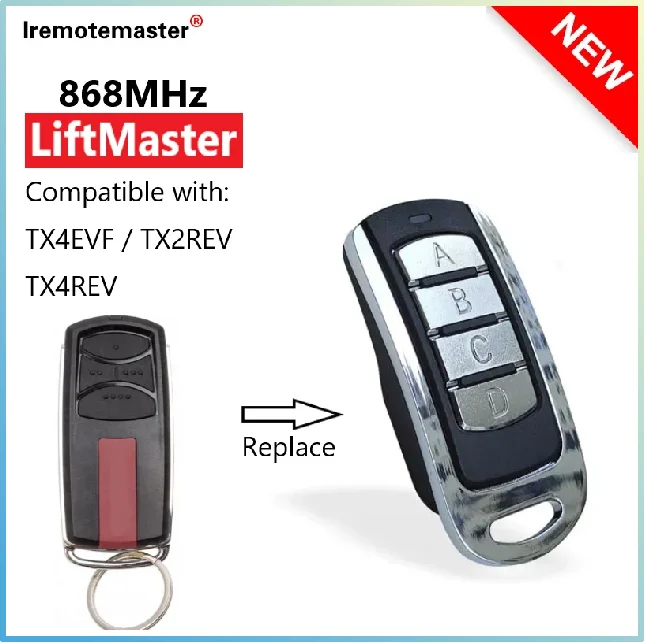 For TX2REV TX4REV TX4EVF Garage Remote Control Duplicator 868MHz Remote Control Door Opener Wireless Transmitter