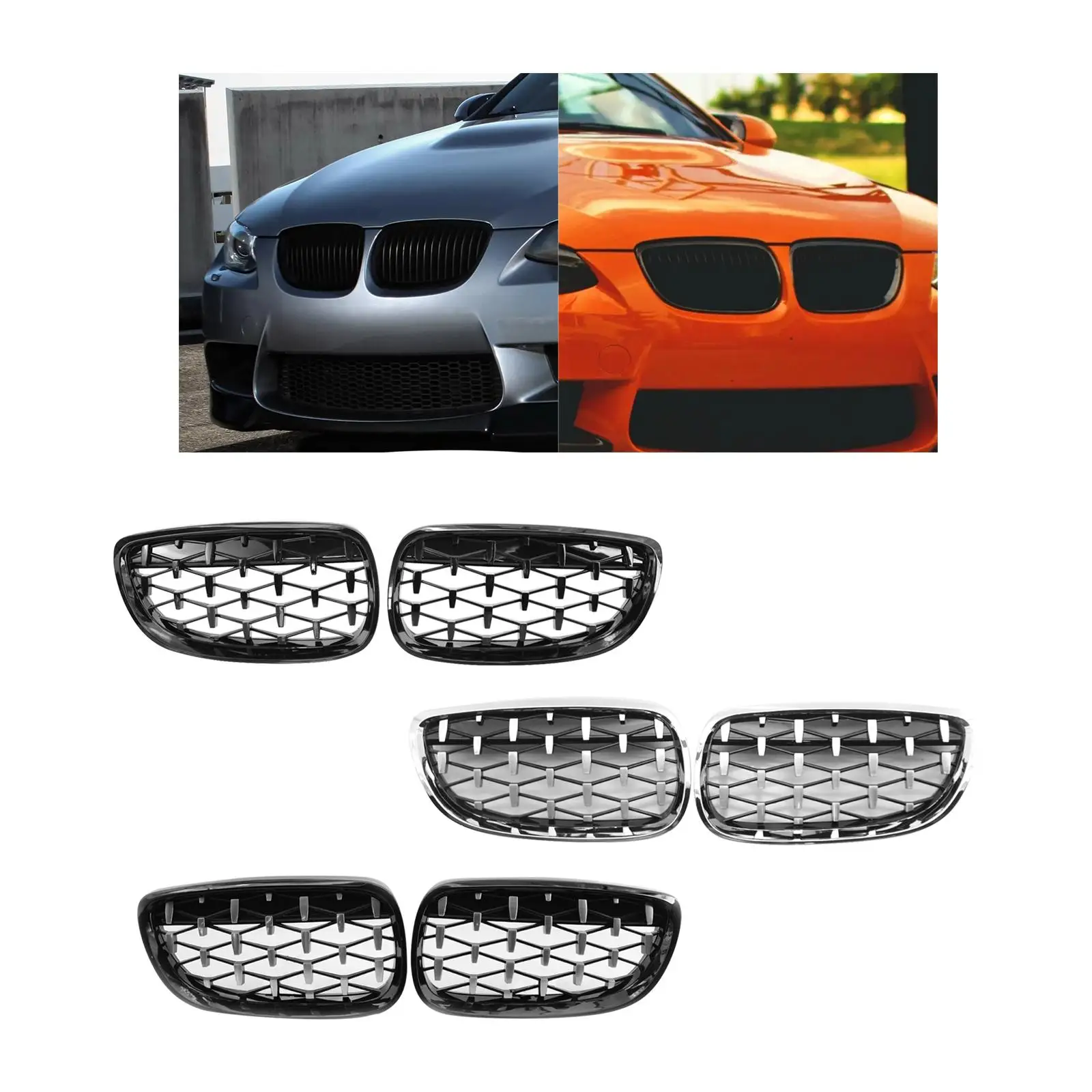 2 Pieces Vehicle Front Kidney Grille Grill 51137157278 Left Right for BMW E92 E93 3 Series Easy Installation Replacement image 3