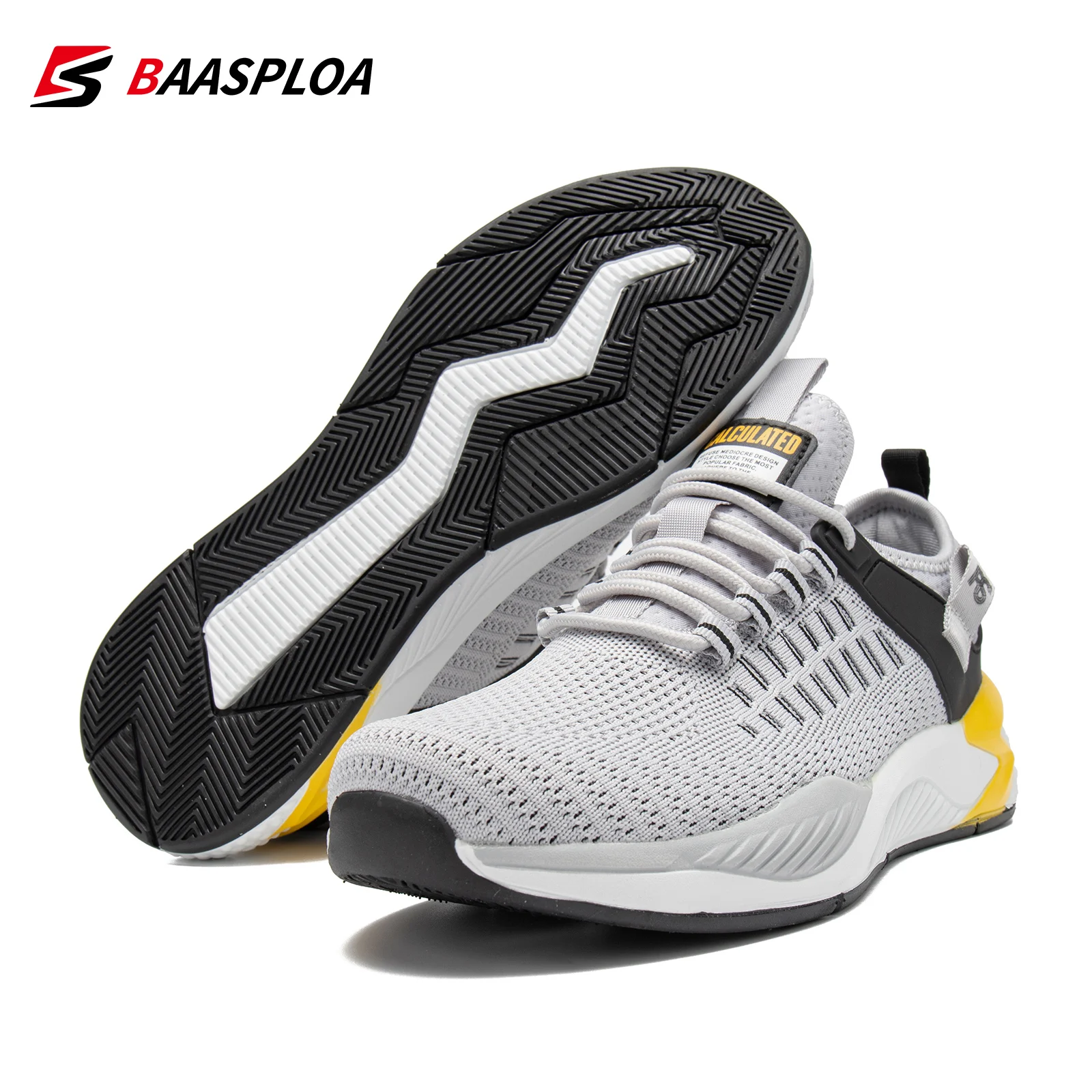 

Baasploa Men Sport Shoes Lightweight Breathable Running Shoes Male Comfort Fashion Casual Sneakers Lace-Up Non-Slip