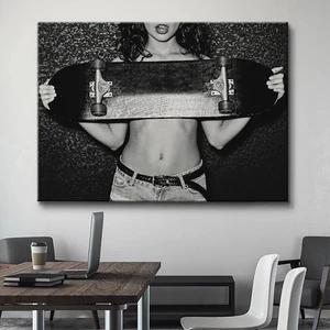 ملصقات امرأة مثيرة لغرفة البوب الحديثة ، فتاة سيئة ، لوحات قماشية ، طباعة بالأبيض والأسود ، فن جدار ، ديكور المنزل ، صور جدارية أفضل 8 فتاة سوداء عارية مبيعا - رقم 3