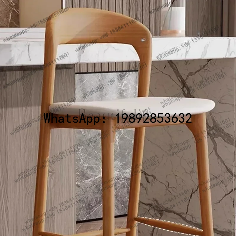 X5  Luxury Backrest Bar Stools Nordic Solid Wood Fashion Design Bar Chairs Ergonomic Modern Unique Sillas Trendy Furniture
