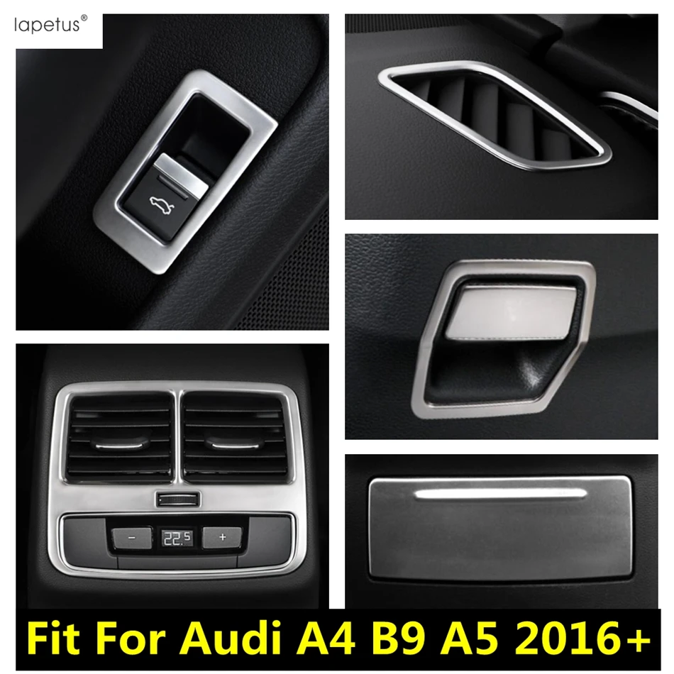 Glove Box / Ashtray Sequin / Rear Tail Gate Button / Air Vent Cover Trim For Audi A4 B9 A5 2016-2021 Stainless Steel Accessories