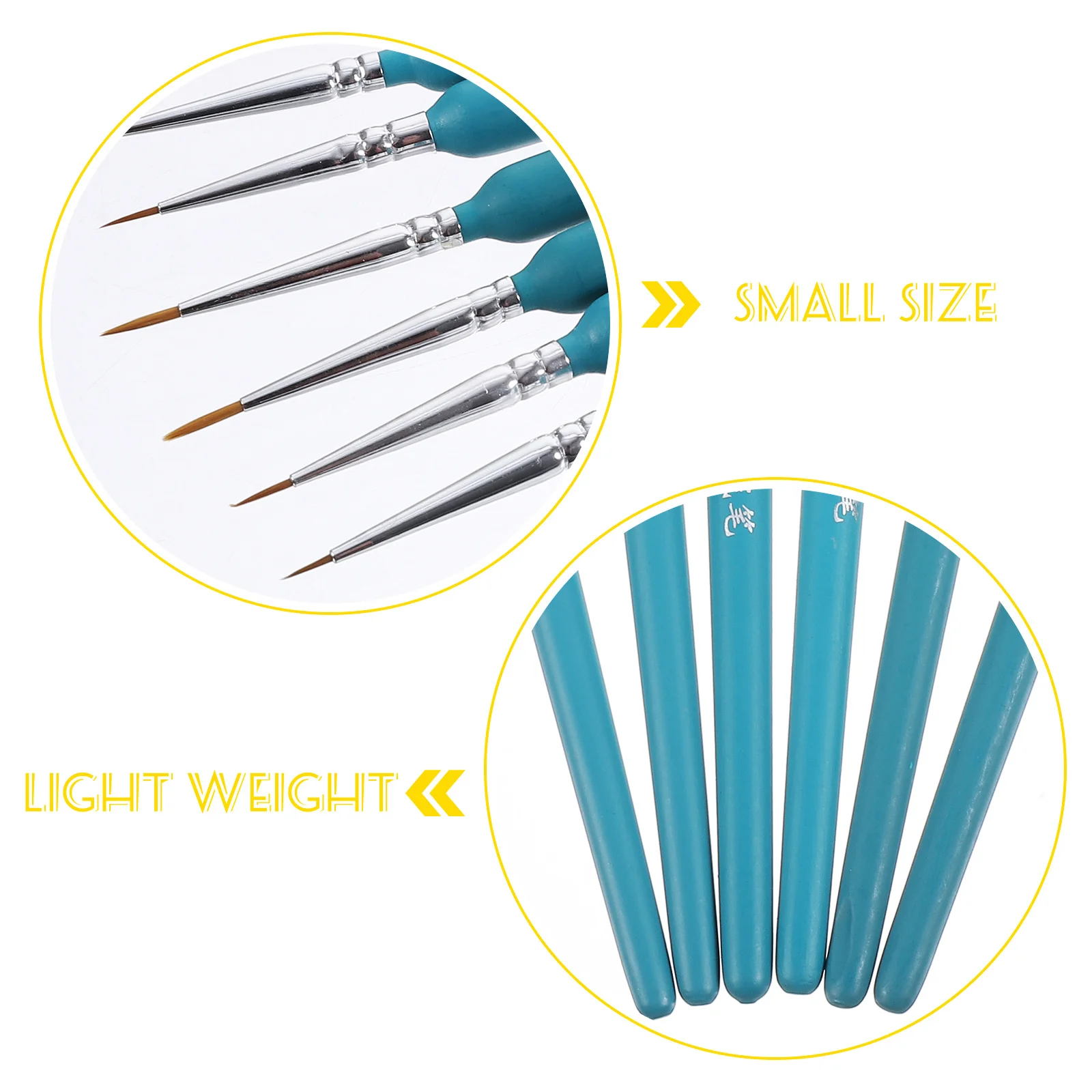 6 قطع من فرشاة الطلاء التفصيلي، طرف شعر الذئب لطلاء زيتي بالألوان المائية من الأكريليك، أدوات رسم فنية مصغرة، تفاصيل دقيقة