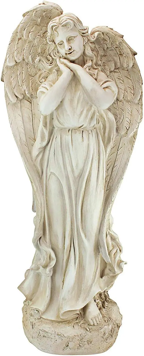 Design Toscano AL58133 Constance's Conscience Angel Religious Garden Statue, 32 Inch, Antique Stone