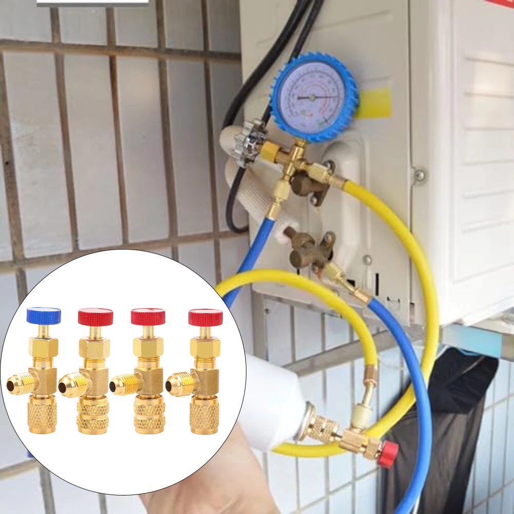 4PCS Safety Valves for Air Conditioning Systems Compatible with R22 R32 R410 Featuring 12 14 516 Quick Connector