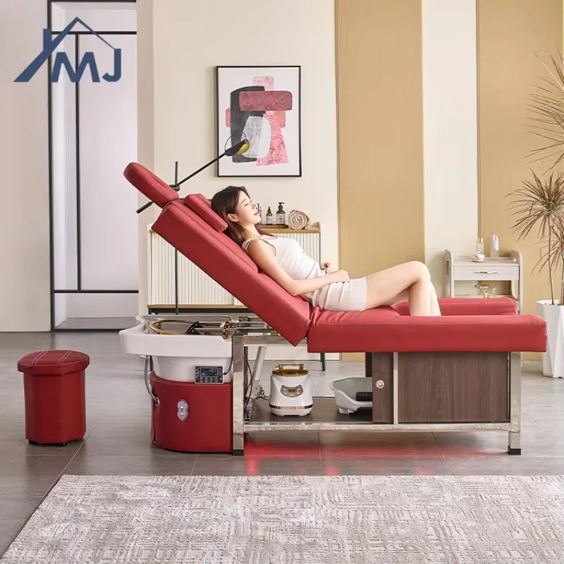 Barbershop Electric Back Lift Massage Full Body Pedicure Shampoo Head Spa Bed
